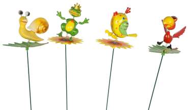 4er Set Bunte Gartenstecker Wackeltiere ca. 70 cm - Gartendekoration